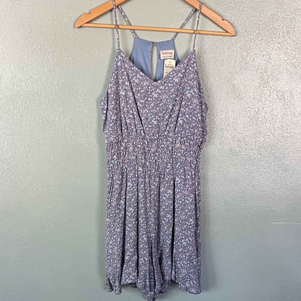 Peach Love California Blue Floral Romper NWT Small - Picture 1 of 15